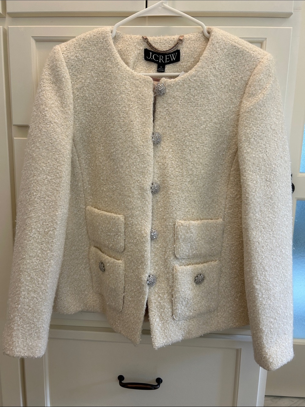 J. Crew Women's Cream Bouclé Button Jacket
